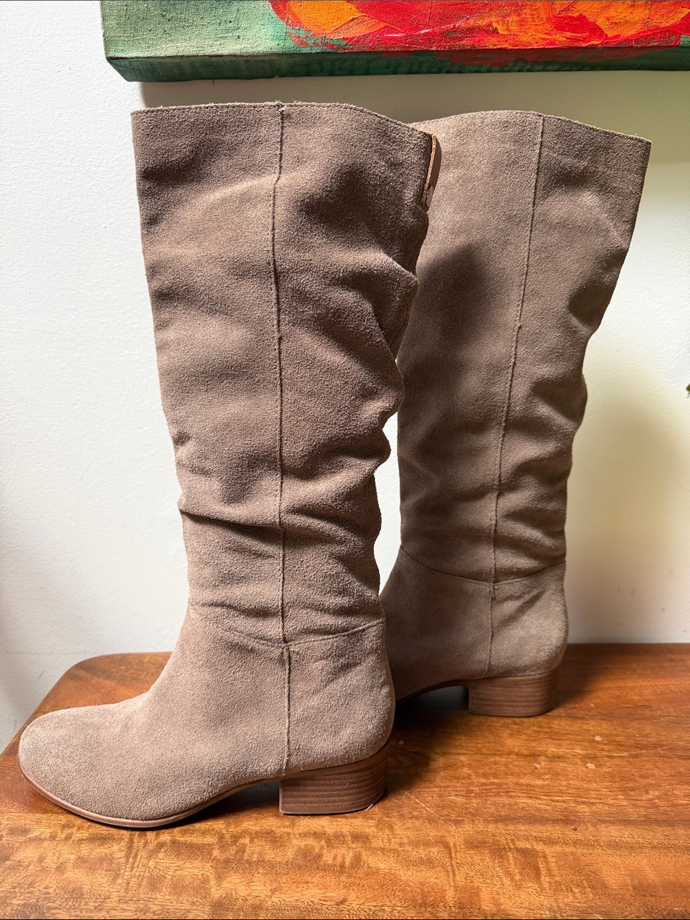 Steve Madden Taupe Suede Mid-Calf Slouch Boots
